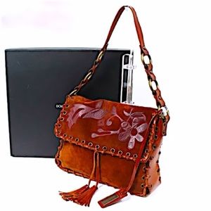 Authentic Vintage Dolce & Gabbana Suede Floral Riveted Tassels Shoulder Bag